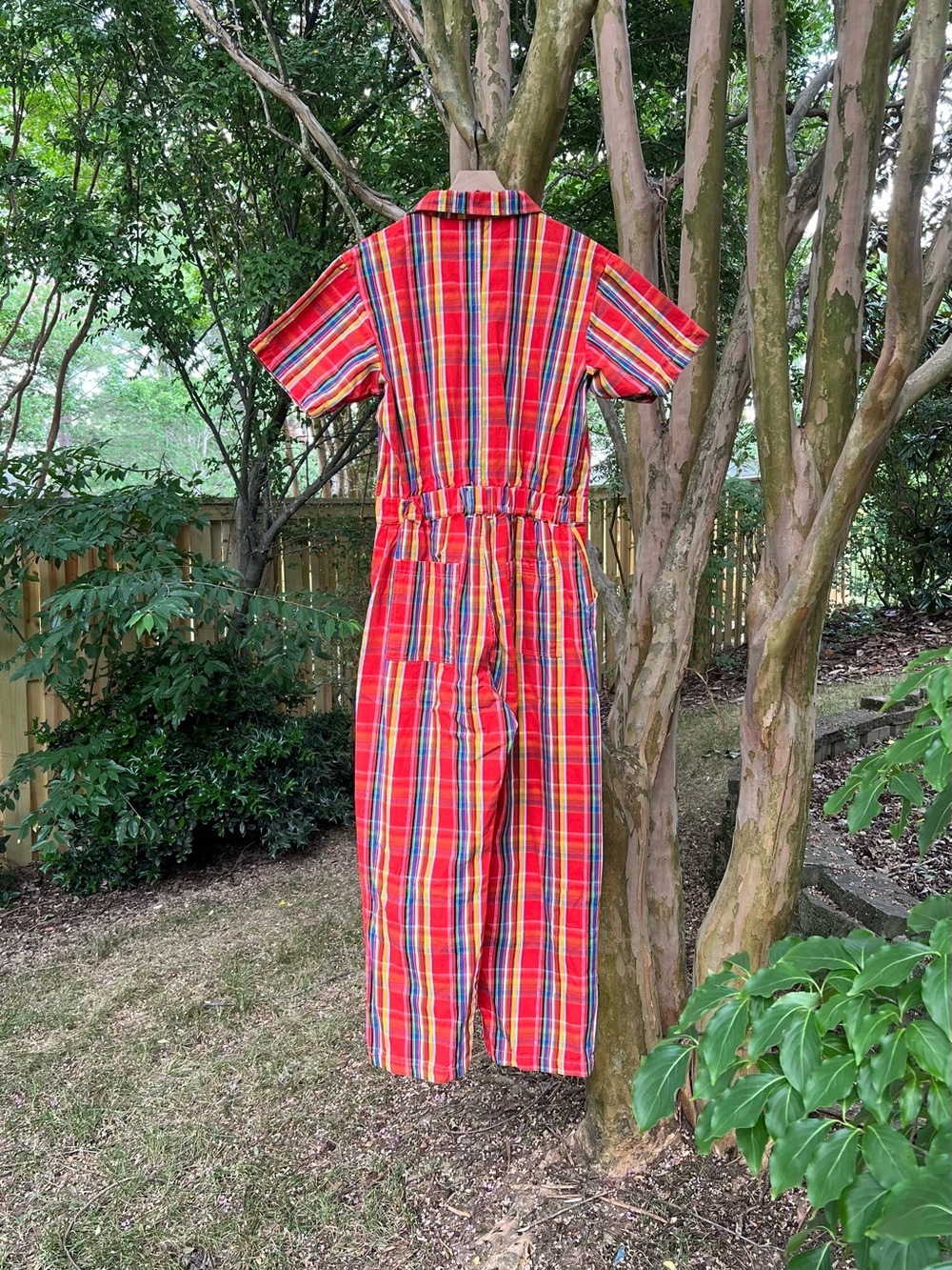 Big Bud Press Red Plaid Short Sleeve Jumpsuit Size XL - Picture 4 of 7